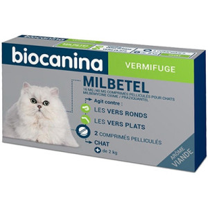 Biocanina Milbetel Vermifuge Chat + de 2kg - 2 comprimés 