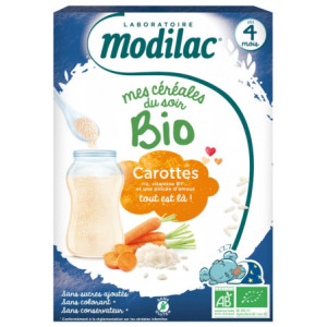 Modilac Mes Céréales du Soir Bio Dès 4 Mois Carottes - 250g