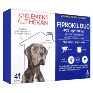 Clément Thékan Fiprokil Duo 402 mg/120 mg Chien - 4 Pipettes