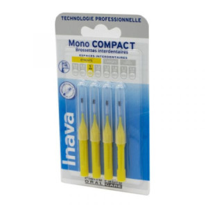  Inava Mono Compact Brossettes Interdentaires 1mm Jaune - 4 unités 