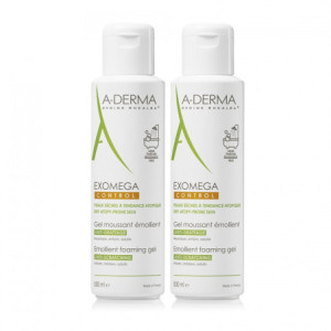 A-Derma Exomega Control Gel Moussant Emollient - lot de 2x500ml