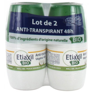 Etiaxil Déodorant Anti-Transpirant Végétal 48h Roll-On Bio - Lot de 2 x 50 ml