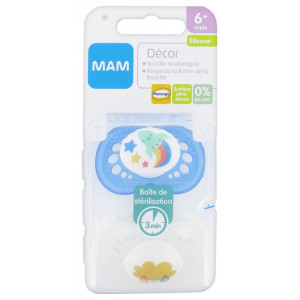 MAM Sucettes Anatomiques Silicone Décor 6 Mois et + - 2 unités