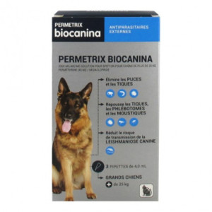 Biocanina permetrix grand chien + de 25kg pipettes 2000mg/400mg - 3 unités 