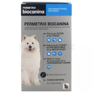 Biocanina Permetrix Chiens Moyens - 3 Pipettes