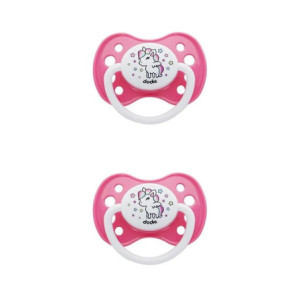 Dodie Sucette Anatomique Silicone Avec Anneau Collection Girly 6 Mois Et Plus - lot de 2