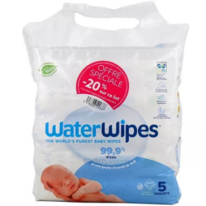 WaterWipes Lingettes Nettoyantes Bébé Biodégradables 5 x 60 lingettes