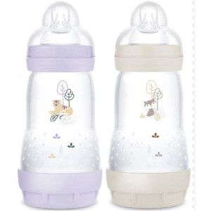 Mam Easy Start Biberon Anti-Colique Lilas + Sable - Lot de 2 Biberons