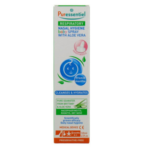 Puressentiel Respiratoire Hygiène Nasale Spray Bébé Eau de Mer et Aloe Vera - 120ml