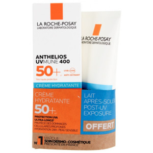 La Roche-Posay Anthelios UVmune 400 Crème Hydratante SPF50+ 50 ml + Anthelios Post-UV Exposure Lait Après-Soleil 75 ml Offert