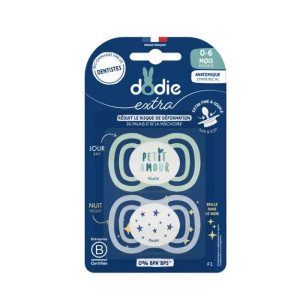 Dodie extra sucette anatomique silicone Nuit 0-6 mois