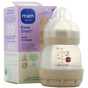 MAM Easy Start Biberon Anti-colique Débit Extra Lent Sable - 130ml