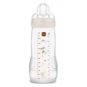 MAM Easy Active Biberon 2ème Âge 330 ml 6 Mois et + Débit Très Rapide - Couleur : Sable