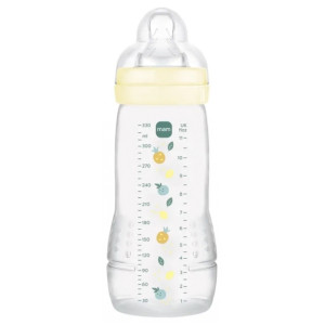 MAM Easy Active Biberon 2ème Âge 330 ml 6 Mois et + Débit Très Rapide - Couleur : Pearl