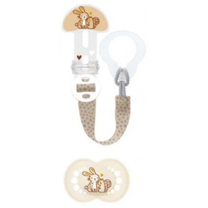 MAM Sucette Original Nature 6 Mois et + avec Attache-Sucette - Couleur : Beige
