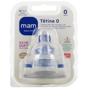 MAM Tétines silicone x2 - Débit 0 Extra Lent