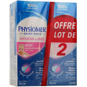 Physiomer Hygiène du Nez Bébé Micro-Diffusion Lot de 2 x 115 ml